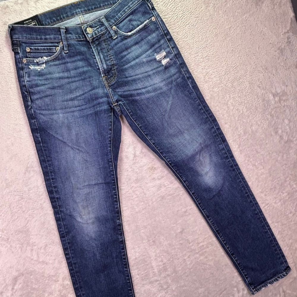 Abercrombie & Fitch Mens Skinny Jeans 29x30 Dark Wash Distressed Stretch Denim